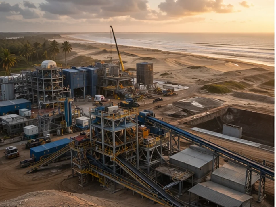 Generated coastal mineral sands mining and processing site