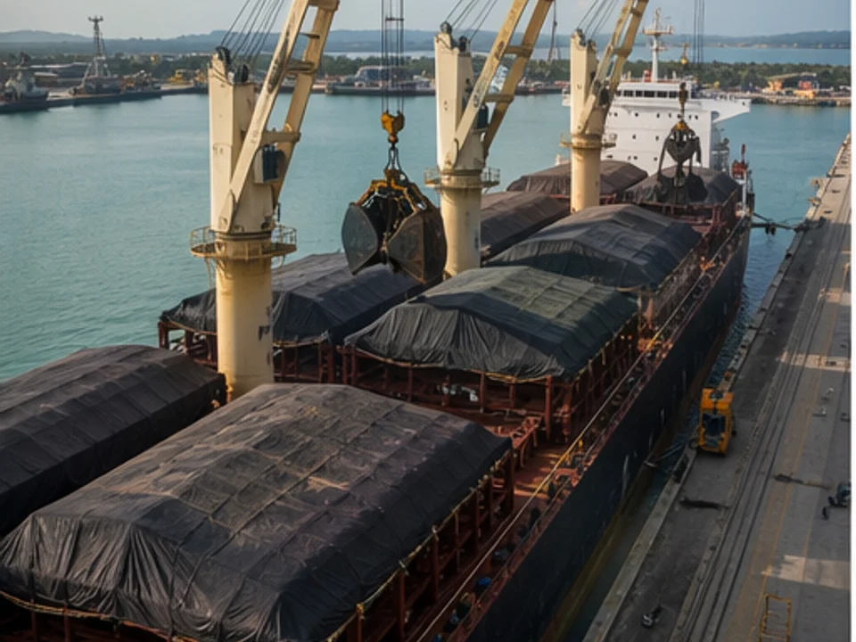 Generated bulk mineral export operation at a port