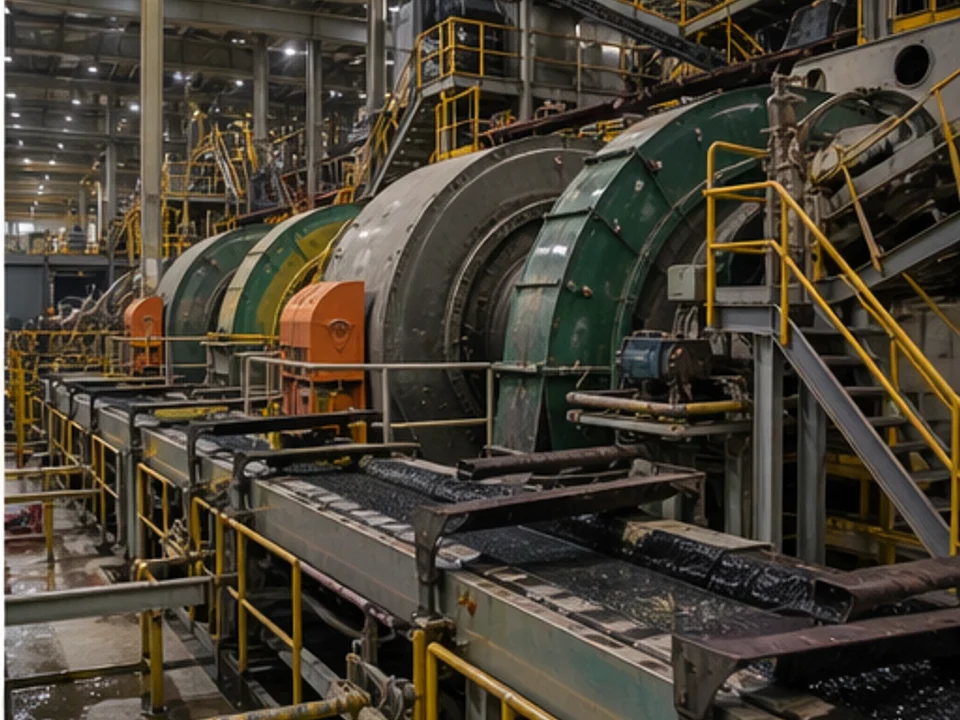 Generated mineral separation machinery inside a processing facility